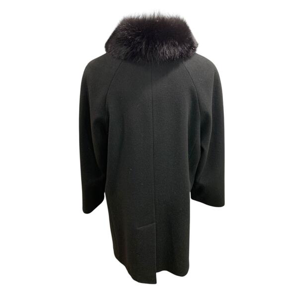 Size 10 Forecaster Womens Black Wool Blend Coat Faux Fur Collar Vintage - Picture 5 of 12